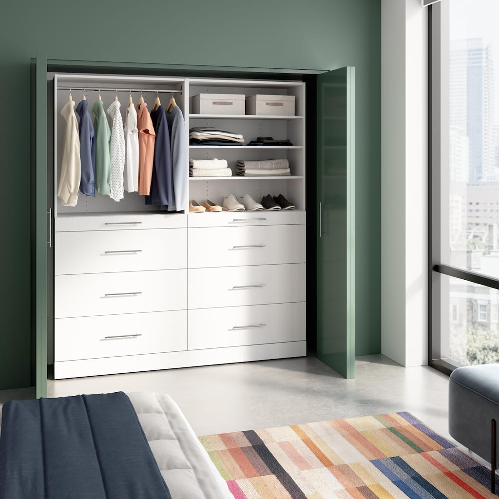 Bestar Florence 71W x 16D Closet System with Drawers, Slab