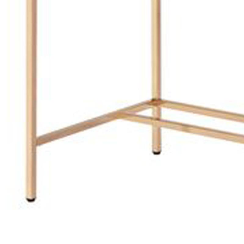 Writing Desk with USB Dock and Metal Legs, Pink and Rose Gold