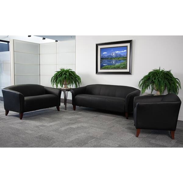 Shop Brielle 3pcs Office Leather Sofa Sets Black Wood Ft