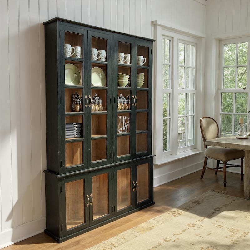 Mango Wood and Glass Cabinet - 63.0"L x 11.0"W x 87.0"H