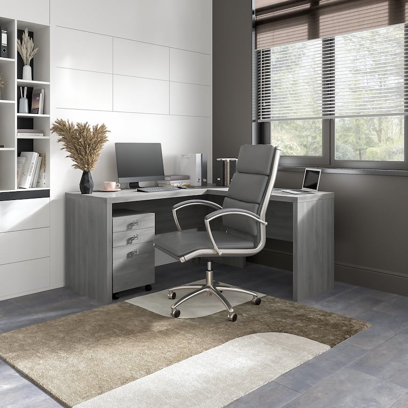 Echo L Shaped Desk with Mobile File Cabinet by Bush Business Furniture