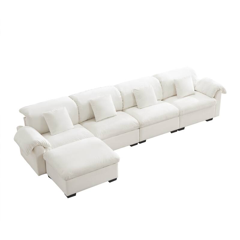 Large L-Shaped Deep Seat Modular Sofa with Storage Seats & 1 Storage Ottomans