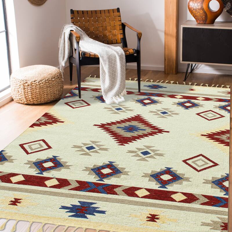 The Curated Nomad Sorrel Southwestern Flatweave Area Rug - 8'x10' - Red