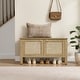preview thumbnail 10 of 14, Boho Farmhouse Rattan Shoe Bench with Hidden Storage - Safety Hinged Lift Top Chest for Hallway & Living Room - 1-Piece