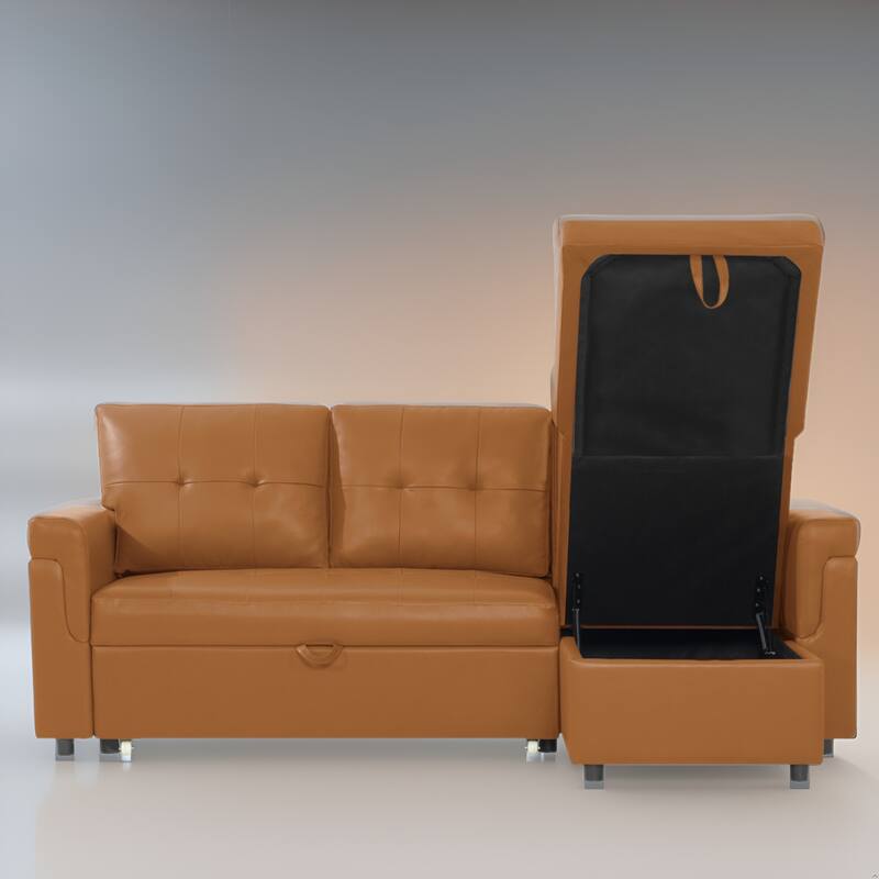 Reversible Sectional Sleeper Sofa with Storage Chaise & Pull-Out Bed