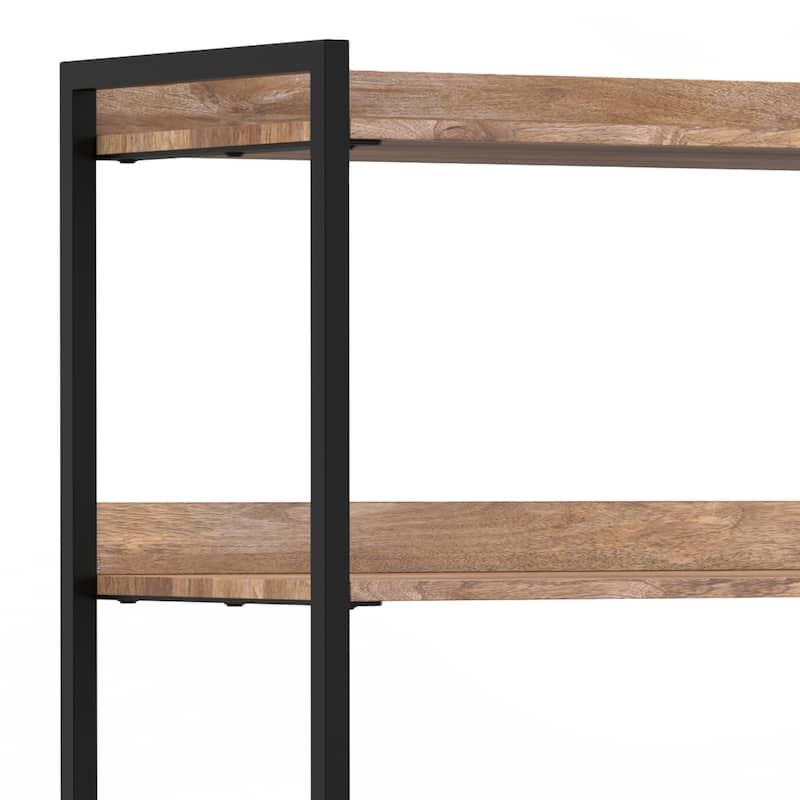 WYNDENHALL Paola SOLID MANGO WOOD 74x30 inch Modern Large Bookshelf with Cabinet in Natural