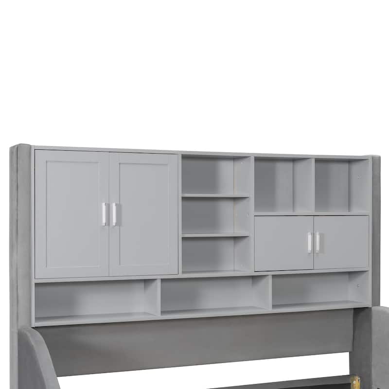Convertible Twin Daybed with LED Armrests, Storage Shelving & Pop-Up Trundle by Harper&Bright Designs