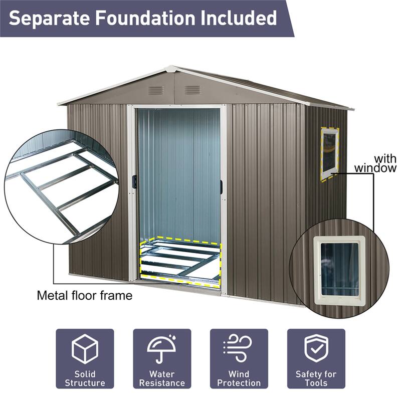 8 FT x 6 FT Outdoor Metal Storage Shed with Window