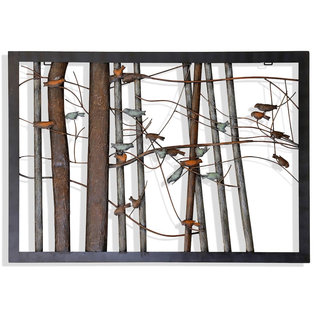 Branch Out - Alternative Iron Wall Art - Muted Bird Accents - Black Frame