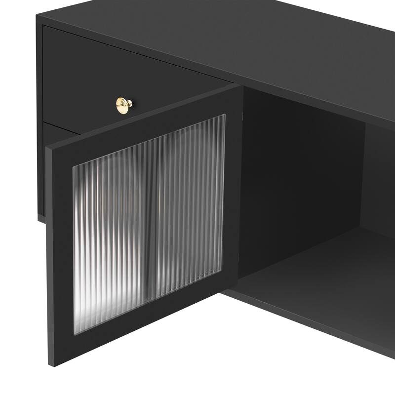 Modern TV Stand for TVs up to 75 Inches with 4 Drawers and 2 Cabinets - 70.9" D x 15.7" W x 20.8" H