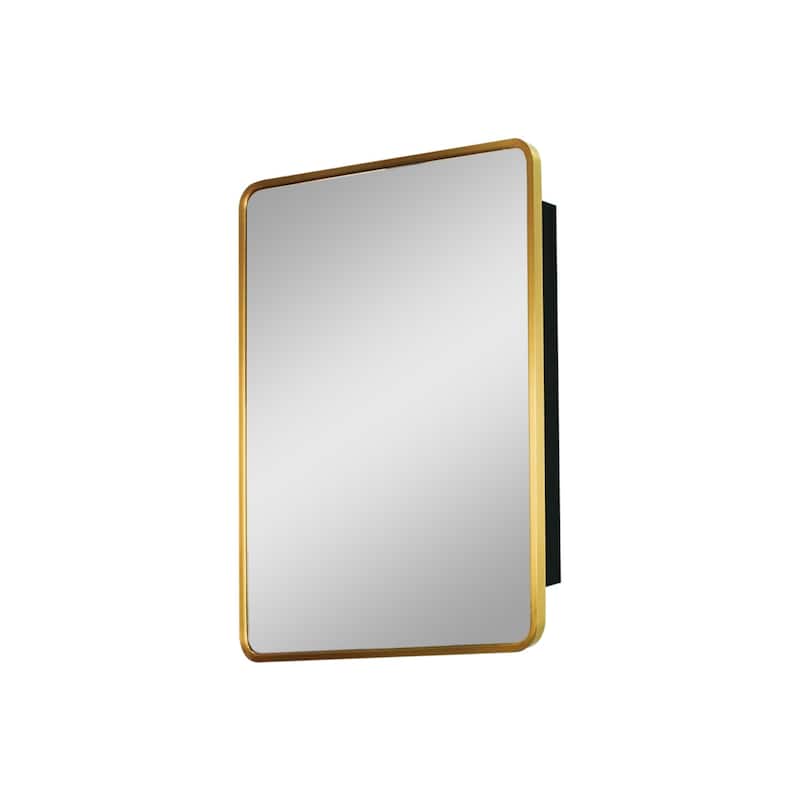 Wall Mount or Recessed Bathroom Medicine Cabinet with Spacious Storage, Luxury Design, and Black Iron Powder Material