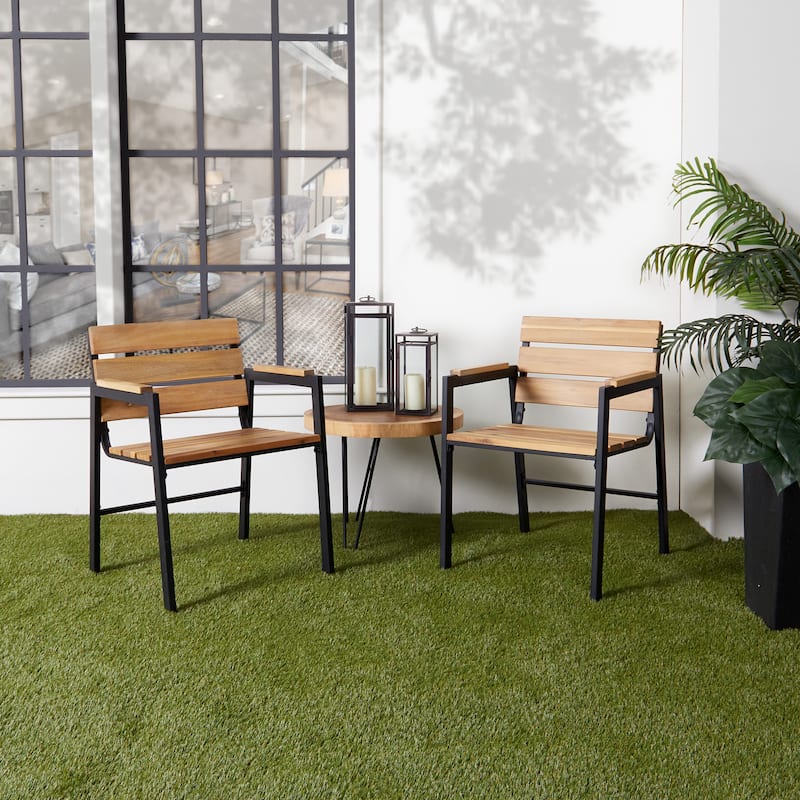 SEI Furniture Shenley Slatted Wood Outdoor Chairs (Set of 2)