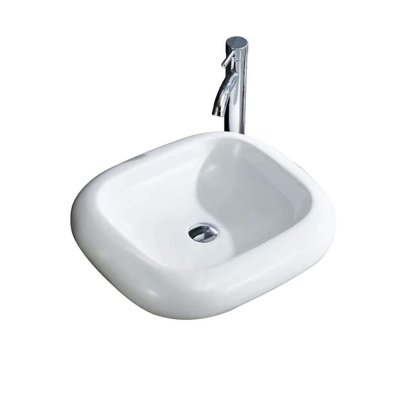 Fine Fixtures White Vitreous China Square curving Sides Vessel Sink
