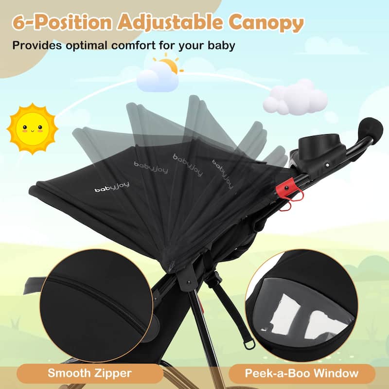 Babyjoy Jogging Stroller Foldable Jogger with Adjustable Canopy - See Details