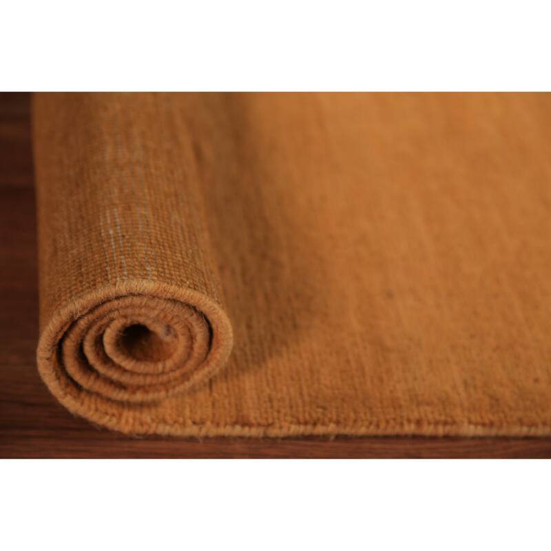 Gabbeh Modern Rug Handmade Yellow Wool Carpet - 2'9" x 3'11"