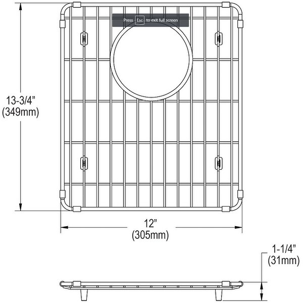 Elkay LKOBG1417R Stainless Steel 12/" Stainless Steel Basin Rack with Rubber Feet