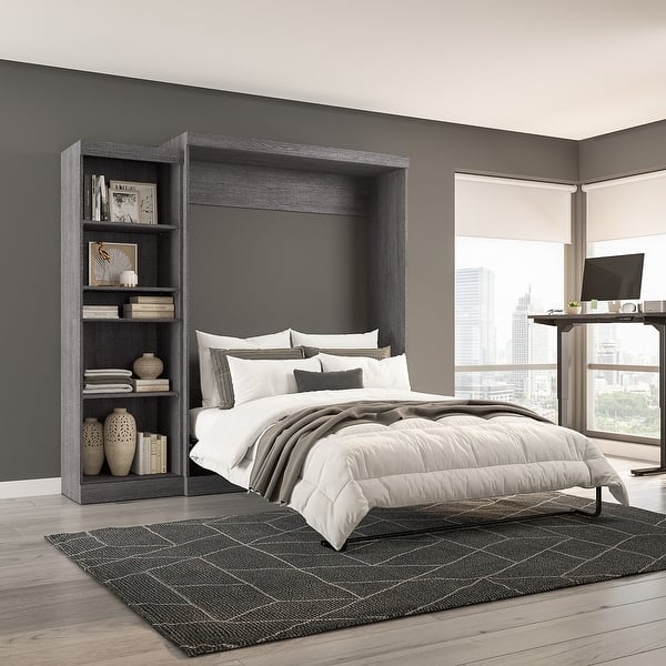 slide 2 of 56, Pur Queen Murphy Bed with Storage Unit (90W) by Bestar Bark Grey