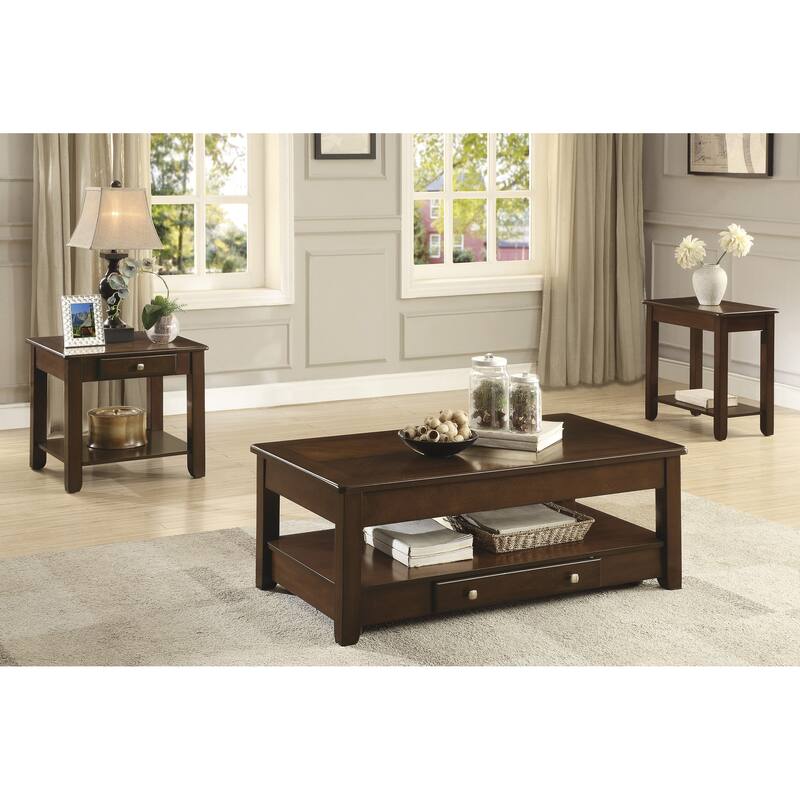 Contemporary End Table with Drawer and Shelf Wooden Furniture 1pc