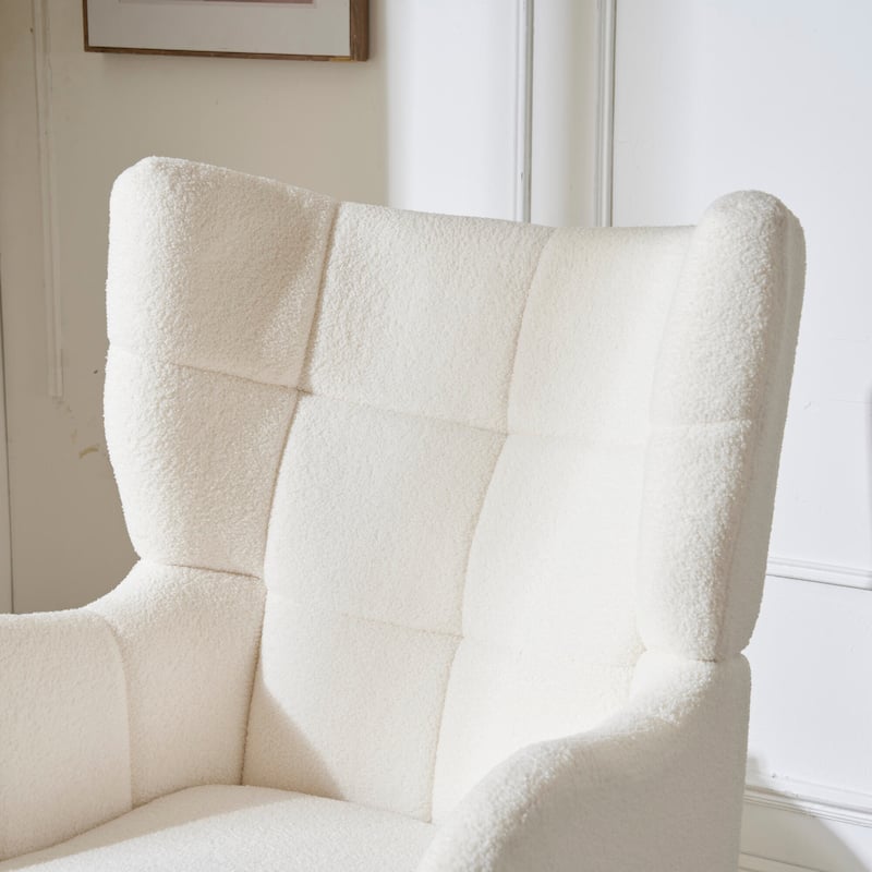 Christopher Knight Home - Josh 41" High Back Teddy Accent Chair, Comfy Modern Armchair with Birch Wood Legs