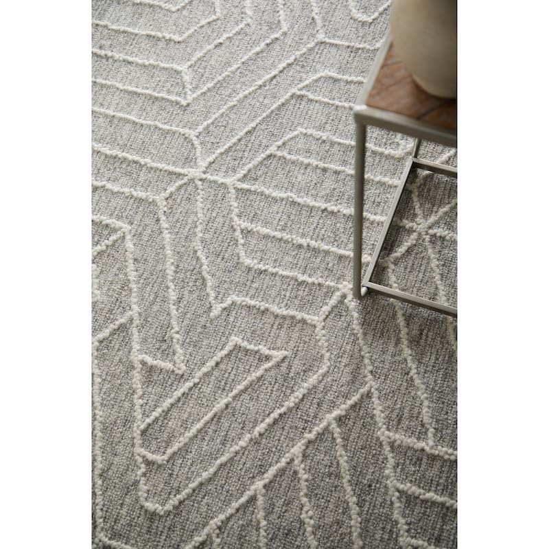 Grand Bazaar Pinston Hand Tufted Abstract Modern Area Rug - 5' x 8' - Gray/Ivory