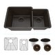 preview thumbnail 1 of 6, Lexicon Platinum Quartz 60/40 Double Bowl Kitchen Sink Galaxy Mocha