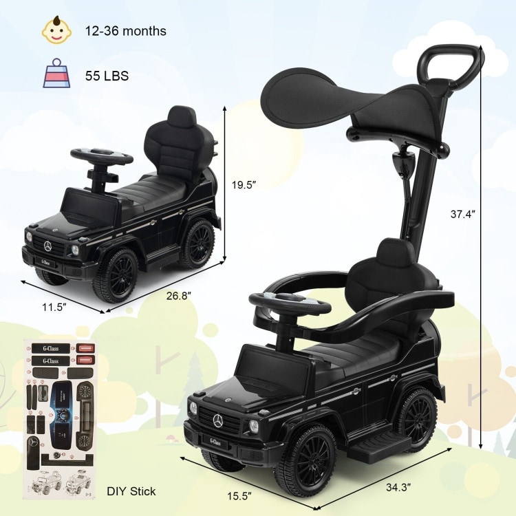 3 In 1 Ride on Push Car Mercedes Benz G350 Stroller Sliding Car with Canopy 34.3 x 15.5 x 37.4 L x W x H On Sale Bed Bath Beyond 39476361