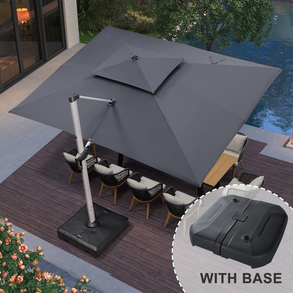 PURPLE LEAF 10 x 13ft Outdoor Rectangle Large Cantilever Umbrella with Base