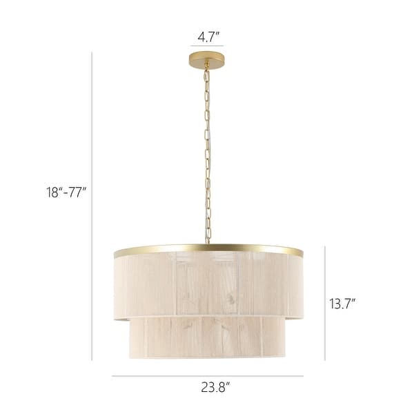 dimension image slide 0 of 4, GetLedel 23.8" 6-Light Dimmable Handwoven Drum Chandelier