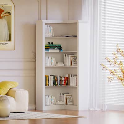 5-Tier Open Corner Bookshelf, Sturdy & Durable, High Environmental Protection