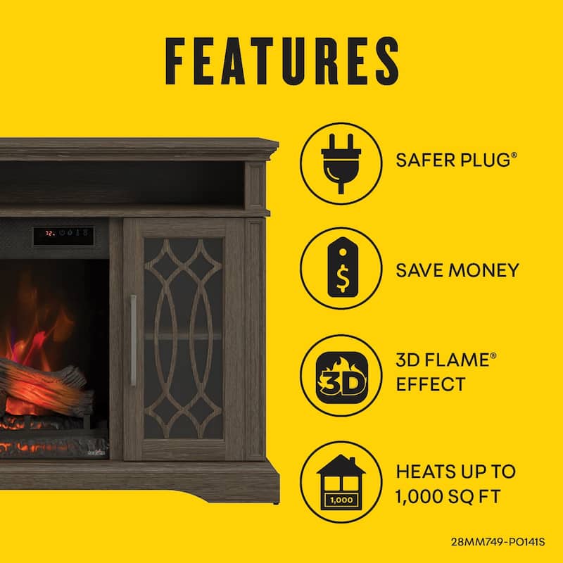 duraflame® Electric Fireplace TV Stand, Entertainment Center with Storage and Infrared Heater, Laurel Oak
