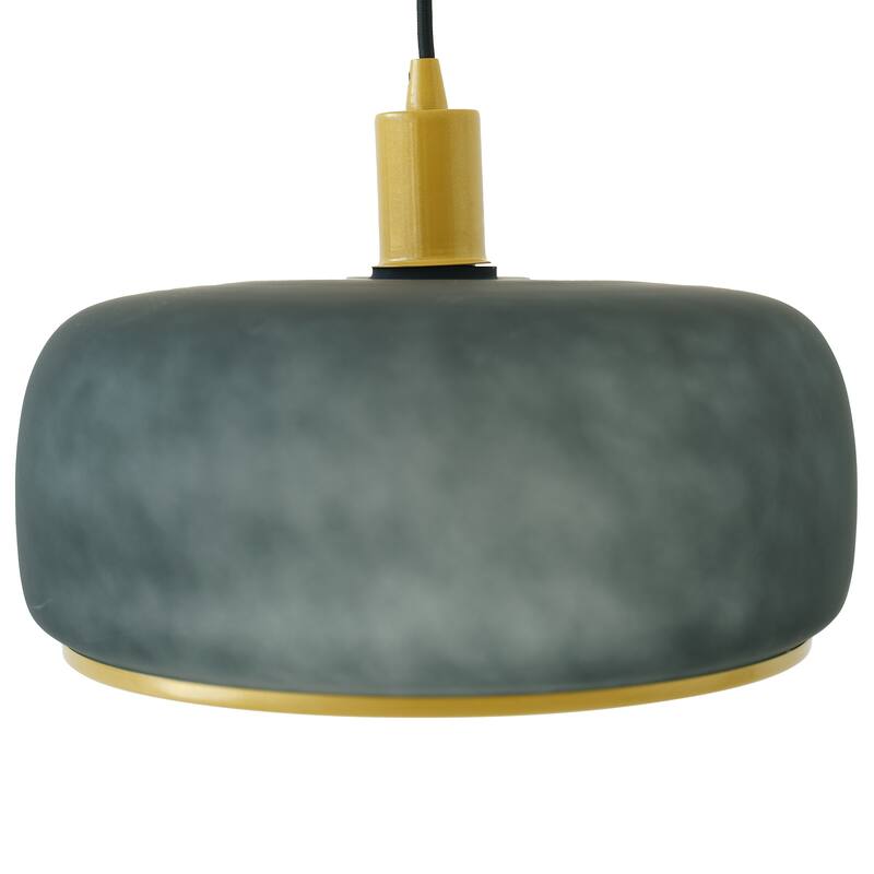 Glam Matte Black Pendant Light with Brass Accents