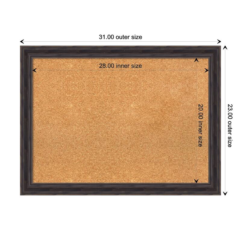 Rustic Pine Narrow Wood Framed Natural Corkboard Bulletin Board - Rustic Pine Brown Narrow - Board Size 28x20