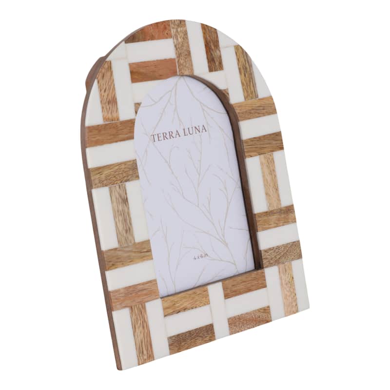 Resin Wood Picture Frame Arch Design Home Office Decor - 4x6" Ivory