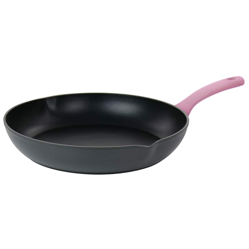 Oster Rigby 9.5 Inch Aluminum Nonstick Frying Pan in Pink with Spouts