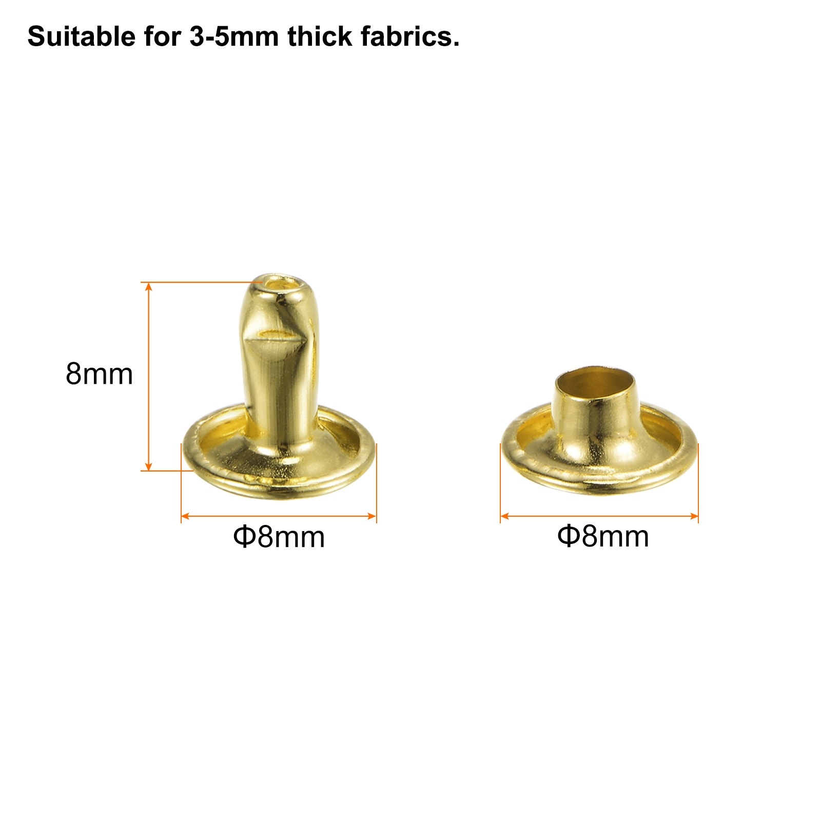 Leather Rivets Metal Double Cap Rivet Snaps Studs Fasteners with Setting Tools Rivets for Leather Craft DIY Projects