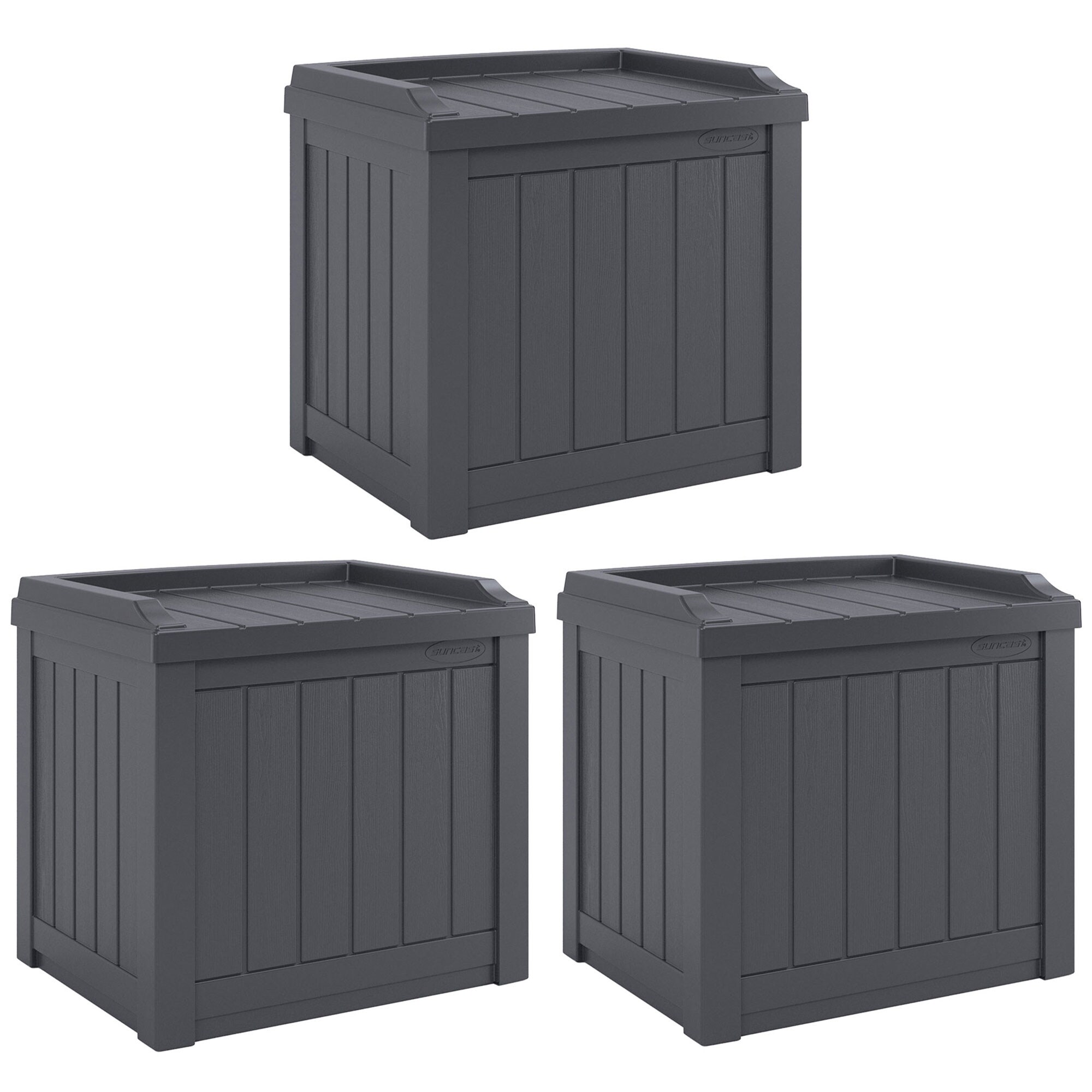 Suncast 22 gallon outdoor resin deck storage box with hot sale seat