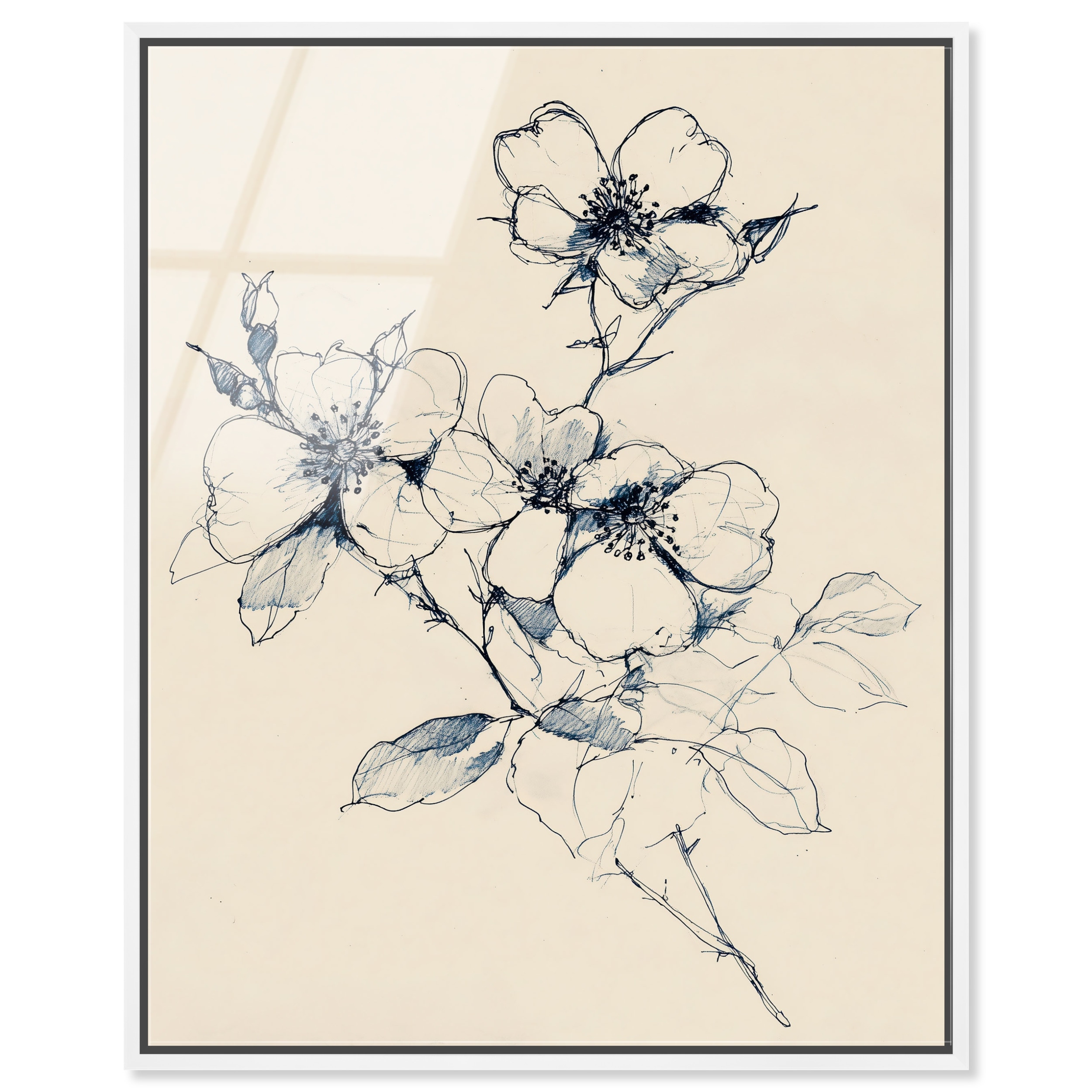 Deep Blue Dogwood I Minimalist Wall Art Acrylic Print by Art Remedy