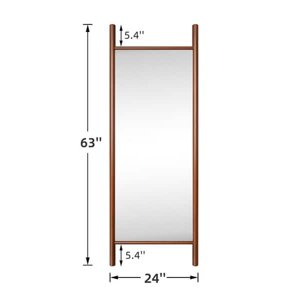 dimension image slide 2 of 6, Wooden Frame Ladder-Style Wall Mirror full length mirror