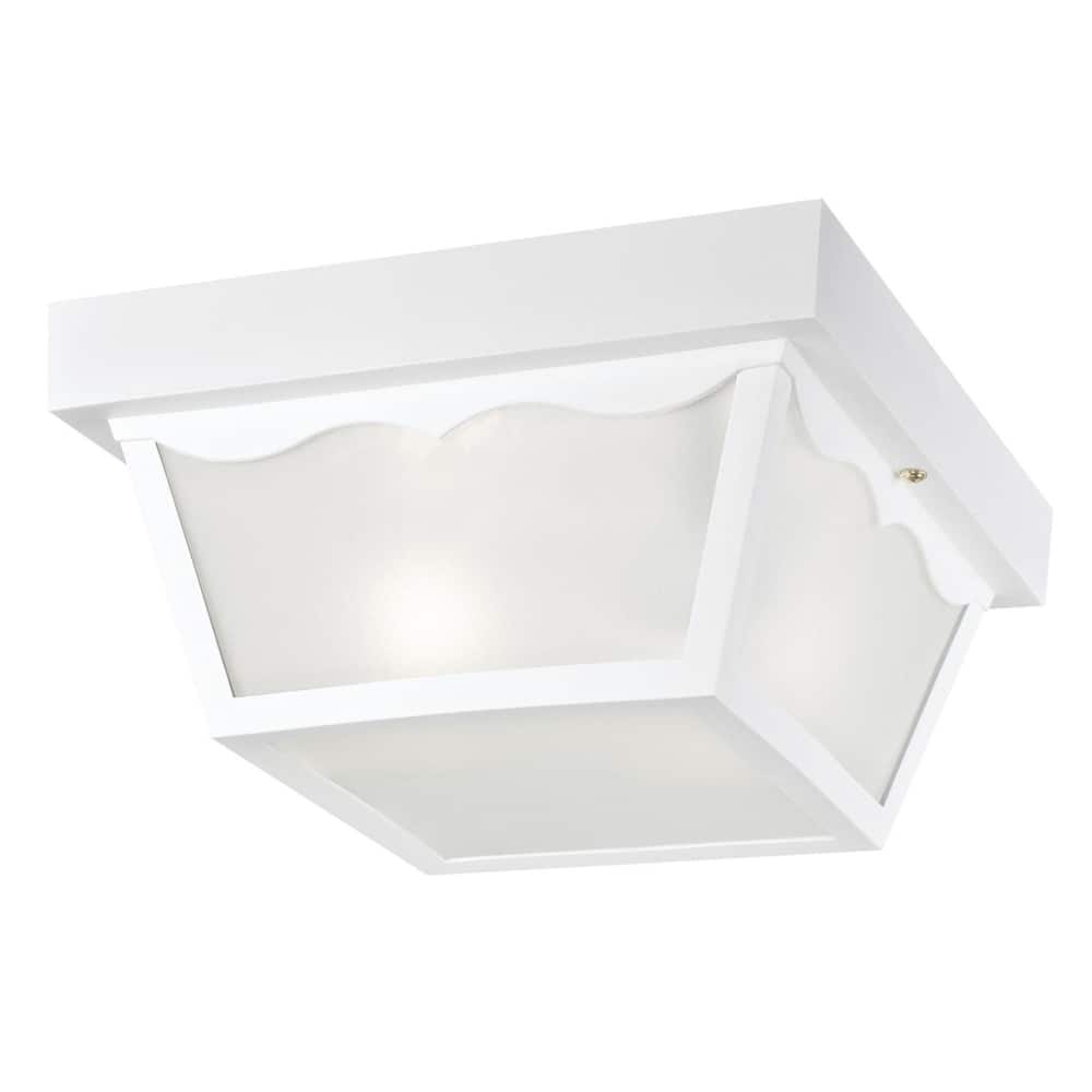 Westinghouse Two-Light Flush-Mount Outdoor Fixture, White Finish on Polypropylene
