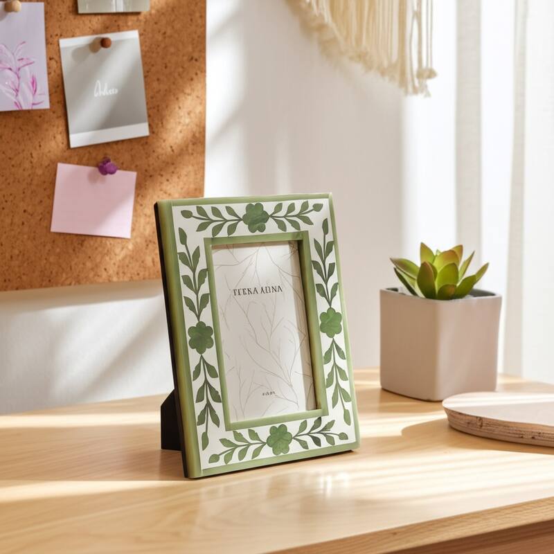 Wood Glass Decorative Photo Frame Handcrafted Boho for Home Display