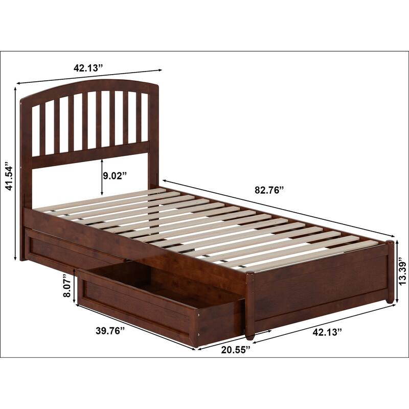 Lucia Platform Bed with Panel Footboard and Storage Drawers