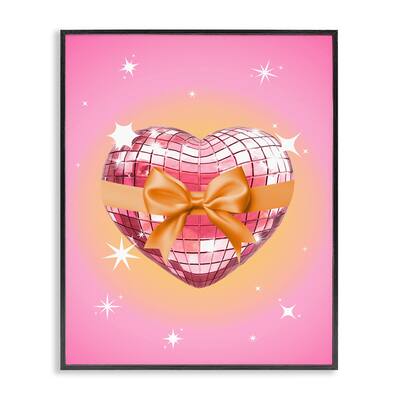 Stupell Heart Disco & Ribbon Framed Giclee Art Design By Susan Arnot
