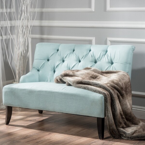 Nicole Polyester Blend Fabric Settee by Christopher Knight Home - 29.25"L x 43.75"W x 30.50"H. Opens flyout.
