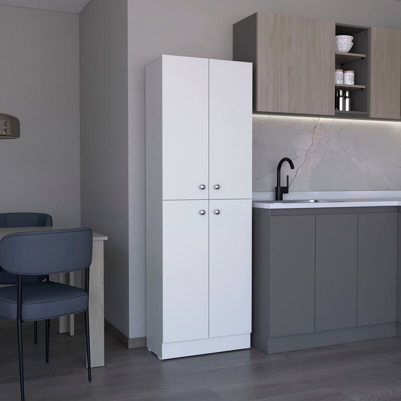 Kitchen Storage Cabinet 71" Height,with 4 Doors,5 Adjustable Shelves,Freestanding Cupboard for Dining Room - White
