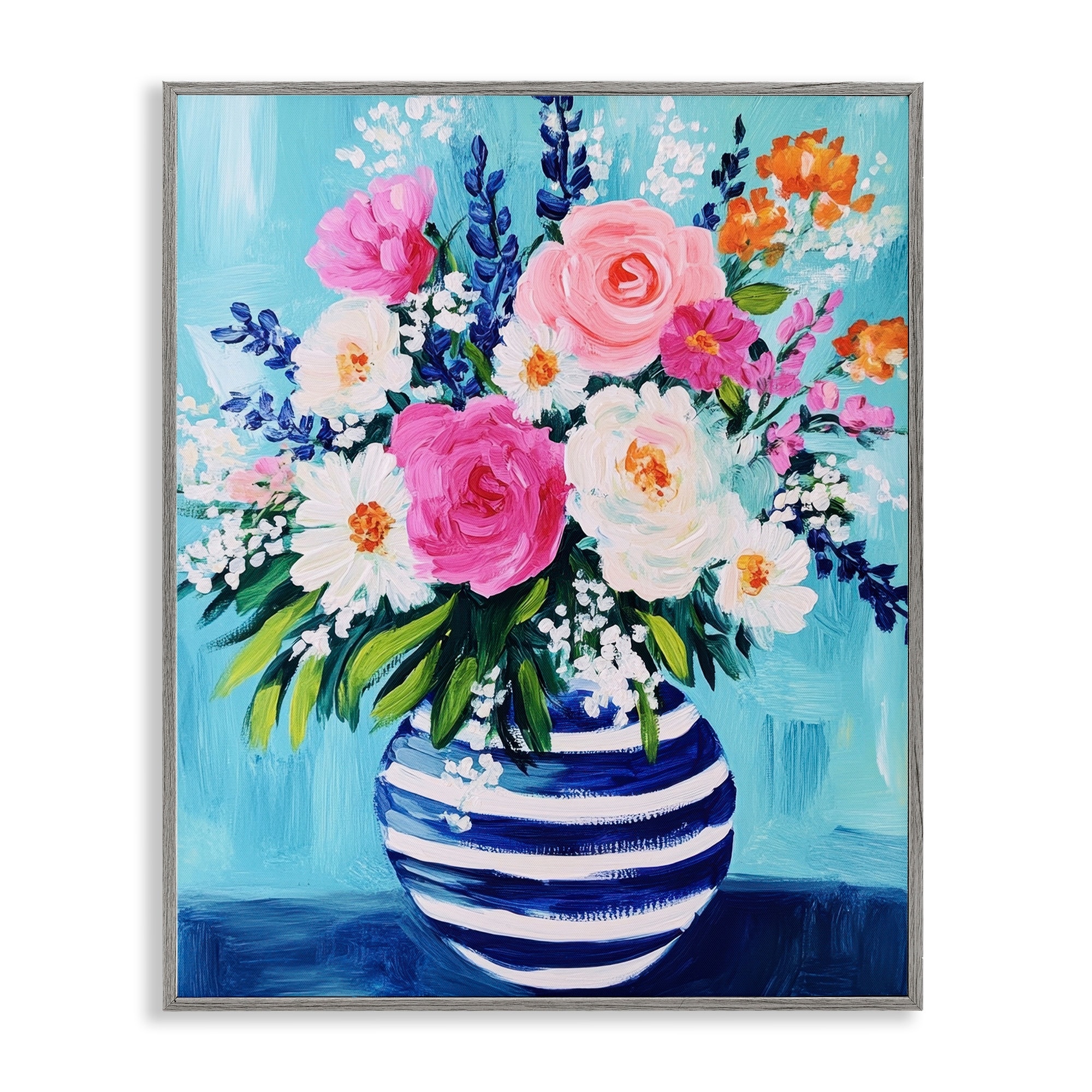 Stupell Flowers in Shabby Chic Vase Framed Giclee Art Design By Petal Prints Design
