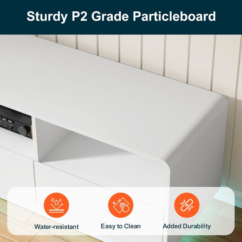 Modern 59-inch TV Stand with LED Lights & Storage