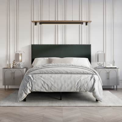 CraftPorch Modern Linen Silver Finish Nailhead Upholstered Bed