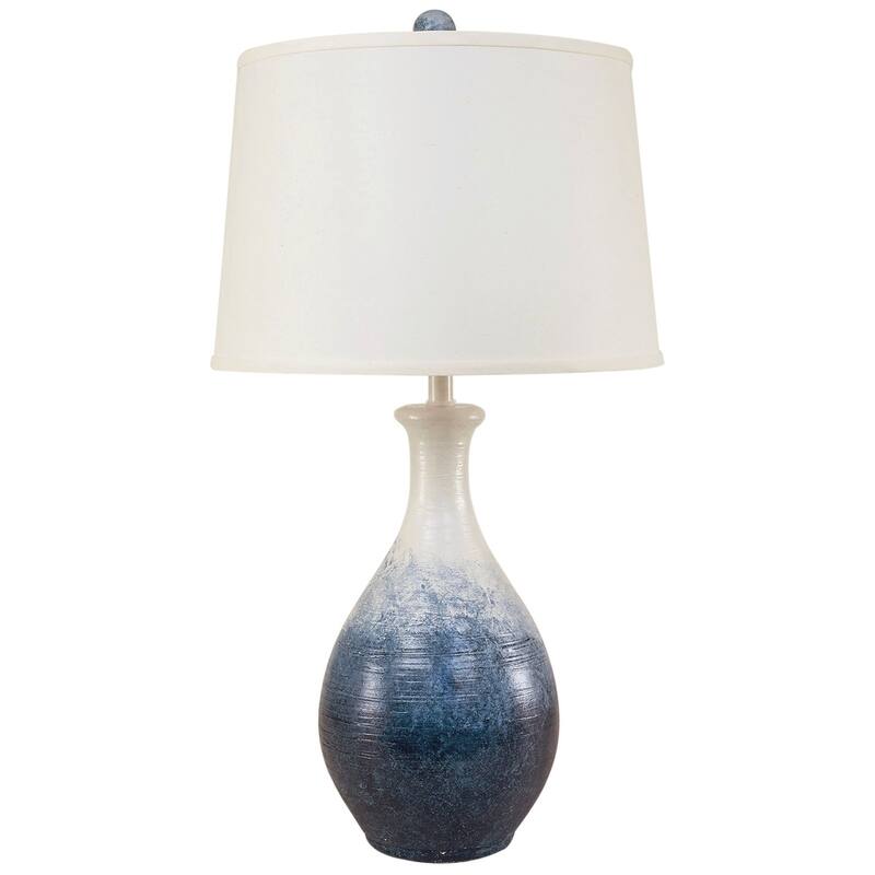 Coastal Ridged Teardrop Table Lamp - Navy Fade