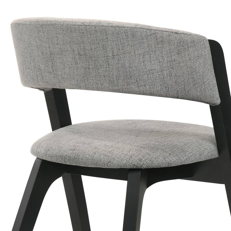 Rowan Black or Walnut Wood Mid Century Modern Grey Upholstered Dining Chairs - Set of 2
