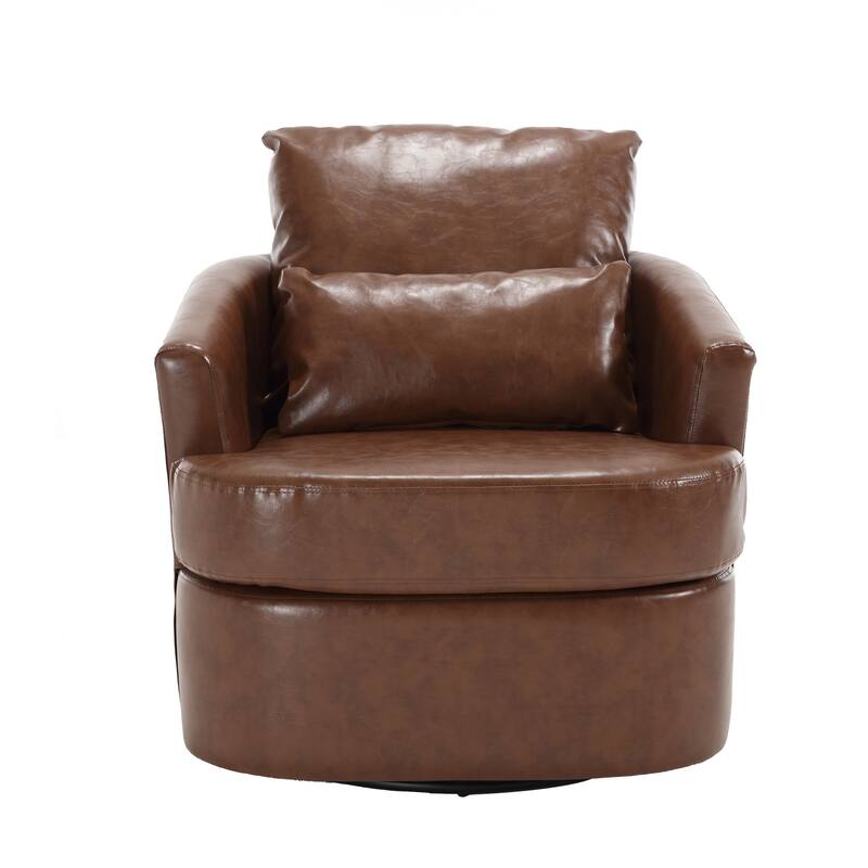 Comfy Round Accent Sofa Chair for Living Room, 360 Degree Swivel Barrel Club Chair for Nursery, Hotel, Bedroom, Office, Lounge